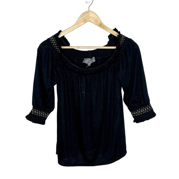 Anthropologie Sunday In Brooklyn Smocked Top Womens Small Off The Shoulder Boho - Picture 1 of 8